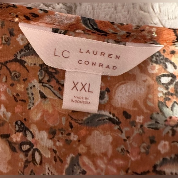 LC Lauren Conrad Pleated Floral Boho Bohemian Blouse XXL - Picture 7 of 10